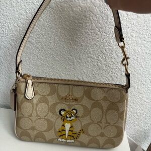 Coach Beige Signature Bag with Tiger Design